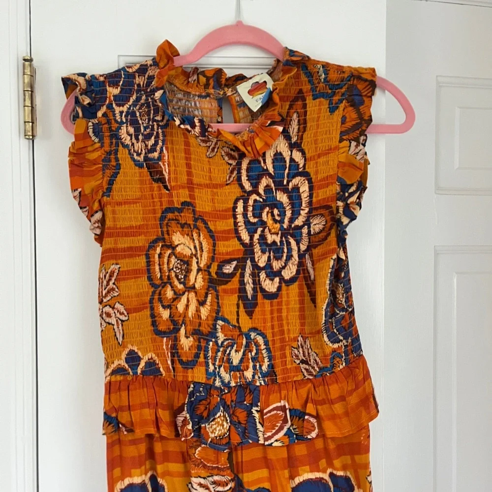 NWOT FARM RIO x ANTHROPOLOGIE Smocked Wide-Leg Jumpsuit - Picture 2 of 8
